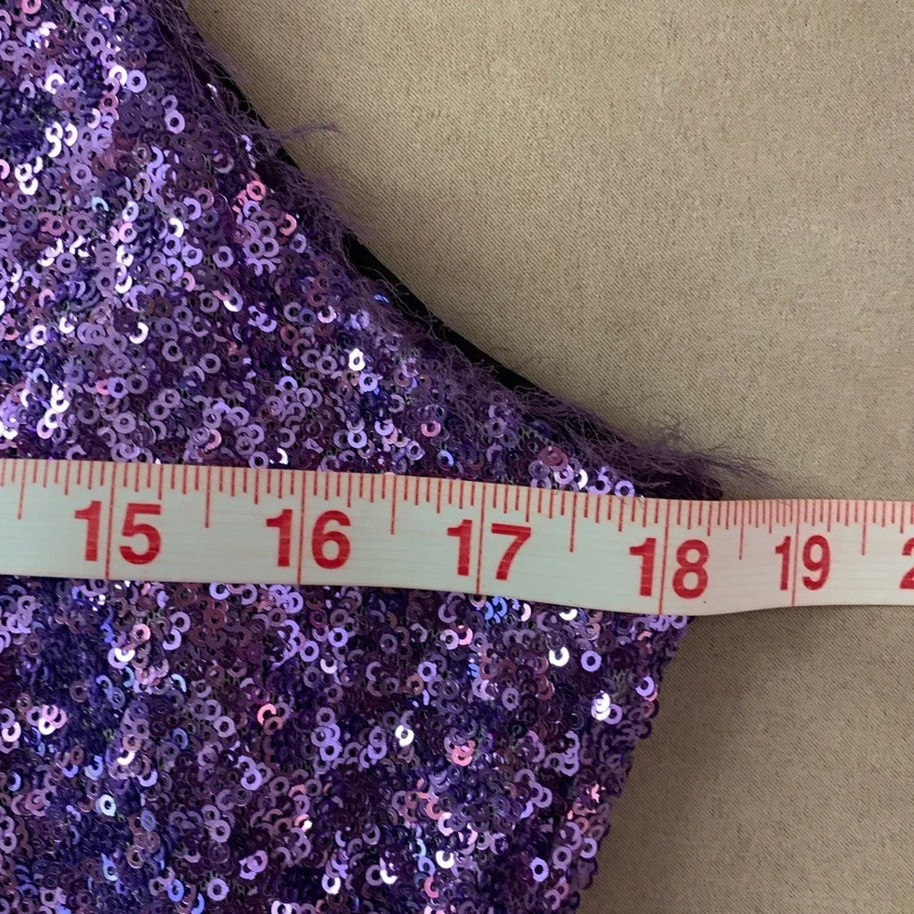 ALI RA. Amethyst/Purple Sleeveless Sequence Dress. Zipper closure.‎ Midi.